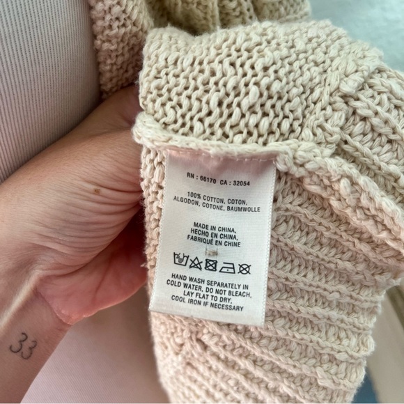 Sparrow Anthropologie cream cotton crocheted cardigan Size XS - Picture 12 of 12